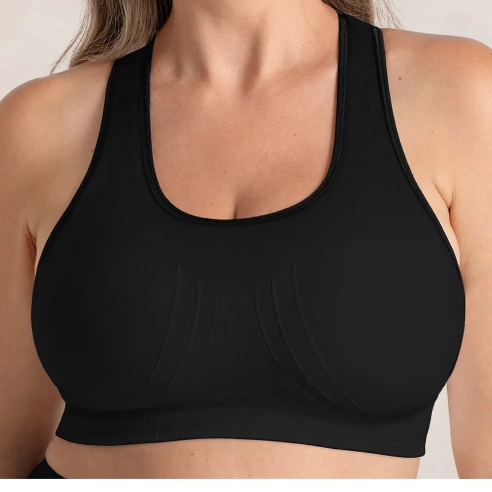 NEW Truekind Seamless Racerback Sports Bra Wide Waistband Black Size 3XL